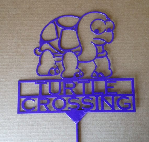 Rusty Rooster Fabrication & Design Turtle Crossing Garden Stake (Z8)