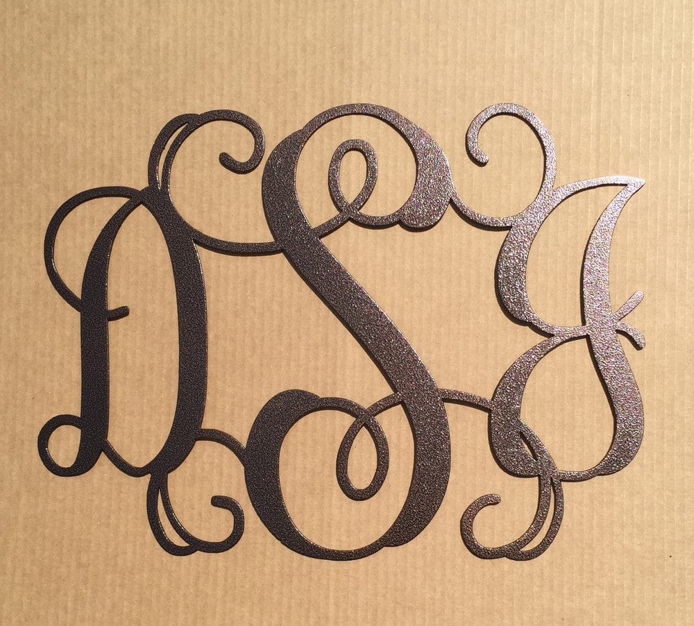 Rusty Rooster Fabrication & Design Vine Monogram with Three Initials (L29)