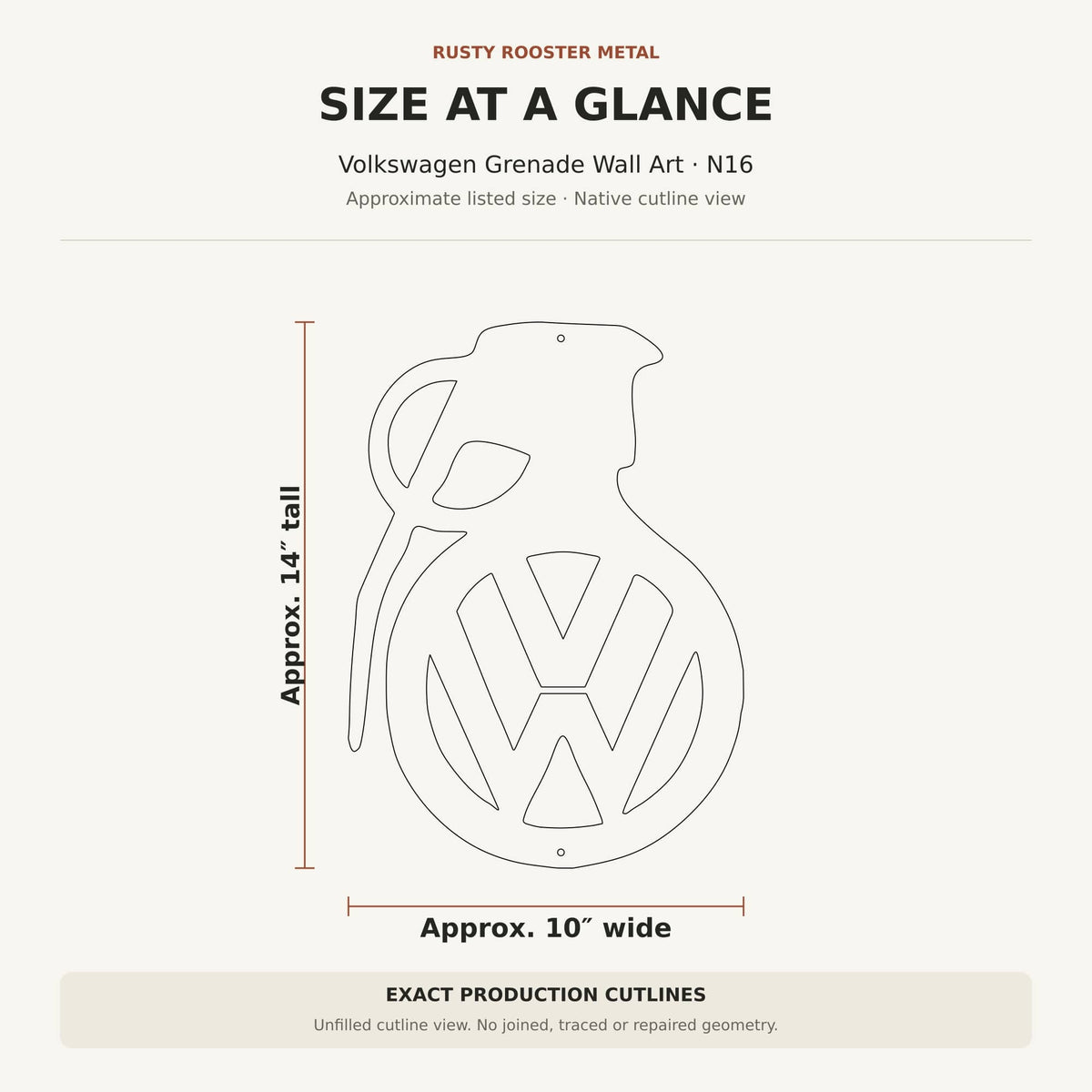 Rusty Rooster Fabrication & Design Volkswagen Grenade Metal Wall Art (N16)