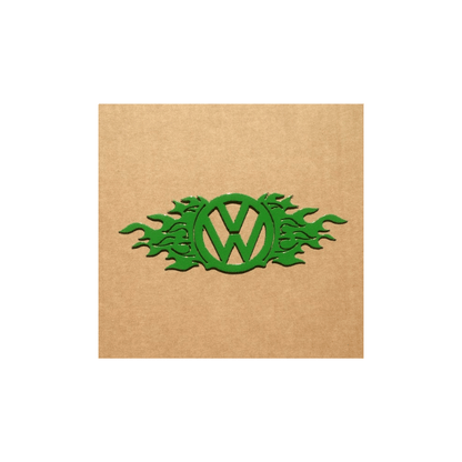 Rusty Rooster Fabrication & Design VW Emblem with Flames Medal Wall Art (P17)