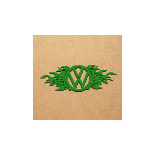 Rusty Rooster Fabrication & Design VW Emblem with Flames Medal Wall Art (P17)