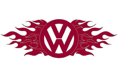 Rusty Rooster Fabrication & Design VW Emblem with Flames Medal Wall Art (P17)