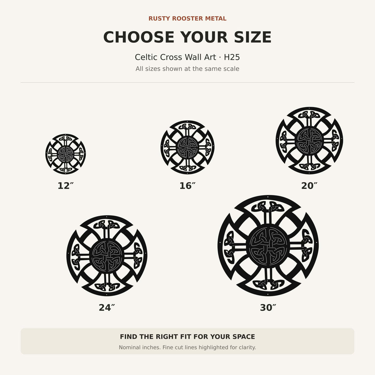 Rusty Rooster Fabrication & Design Wall Decor Celtic Cross Metal Wall Art – Christian Decor (H25)