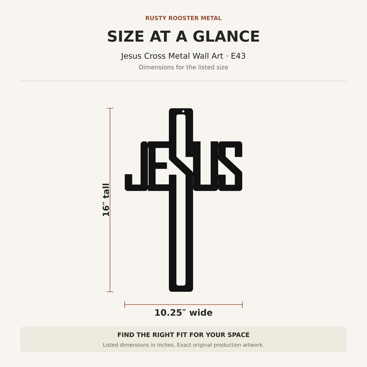 Rusty Rooster Fabrication & Design Wall Decor Jesus Cross Metal Wall Art (E43)