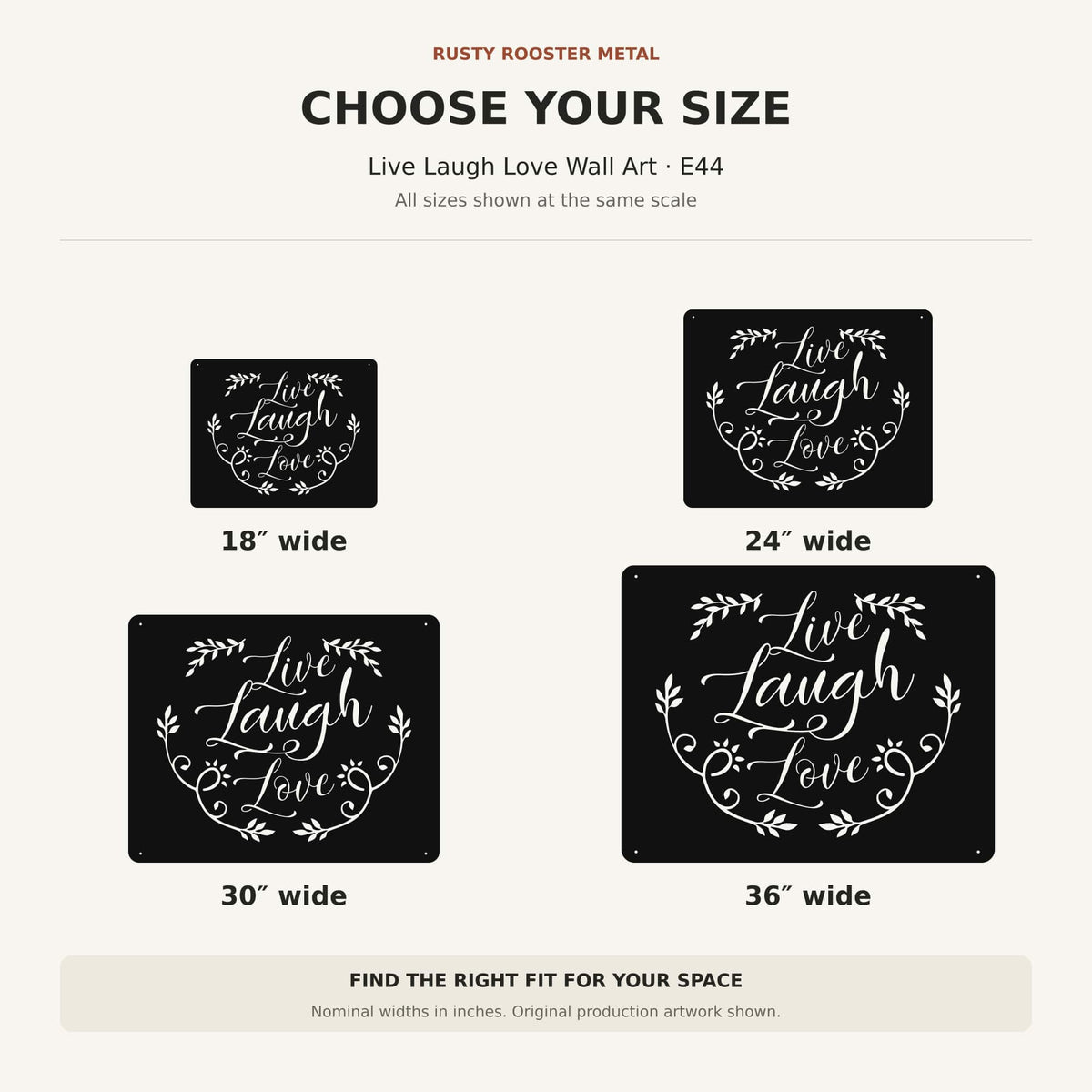 Rusty Rooster Fabrication & Design Wall Decor Live Laugh Love Metal Wall Art (E44)