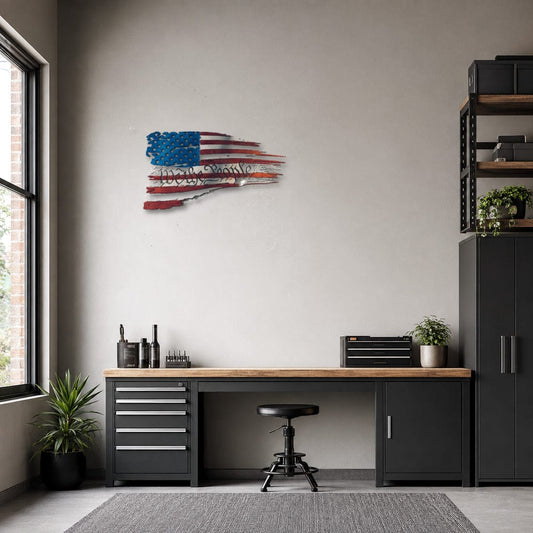 Rusty Rooster Fabrication & Design We the People U.S. Flag Metal Wall Art (O45)