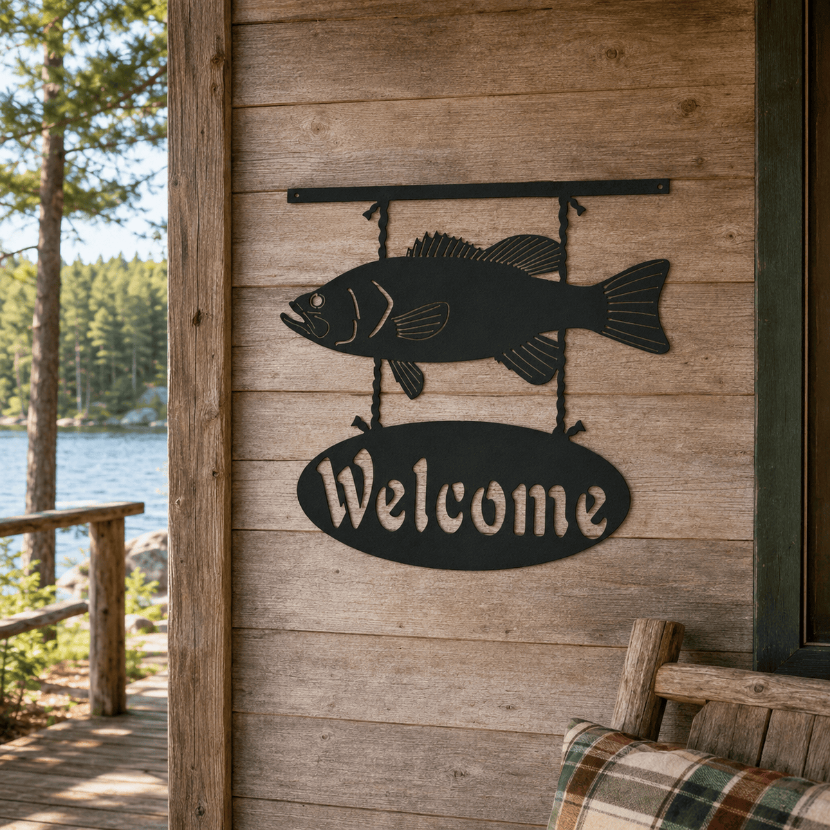 Rusty Rooster Fabrication & Design Welcome Fish Metal Wall Sign (U)