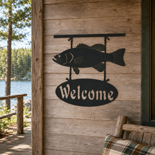 Rusty Rooster Fabrication & Design Welcome Fish Metal Wall Sign (U)