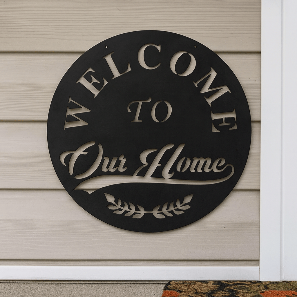 Rusty Rooster Fabrication & Design Welcome Home Metal Sign, Metal Wall Art, (F48)