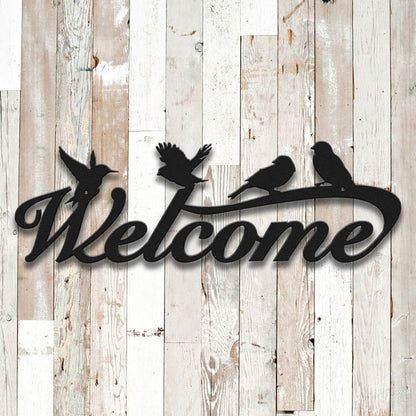 Rusty Rooster Fabrication & Design Welcome Sign with Birds (F50)