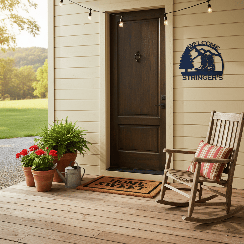 Rusty Rooster Fabrication & Design Welcome Sign with Cowboy Boots and Custom Text Field  (X15)