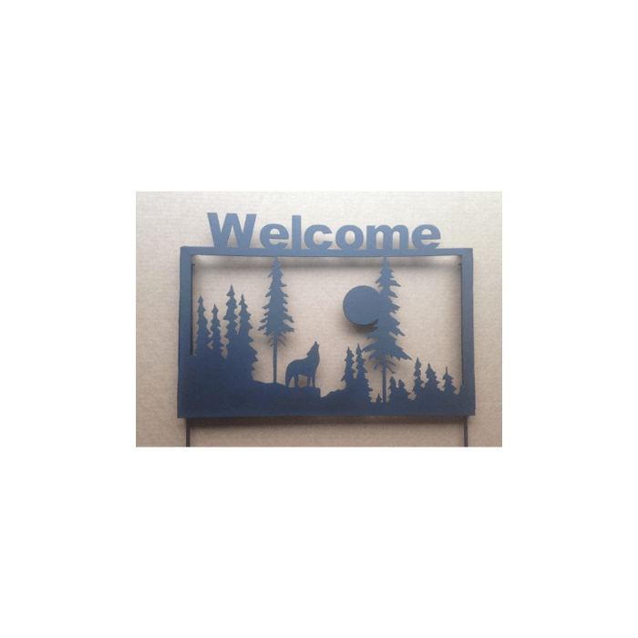 Rusty Rooster Fabrication & Design Welcome Sign Wolf Garden Stake (S3)
