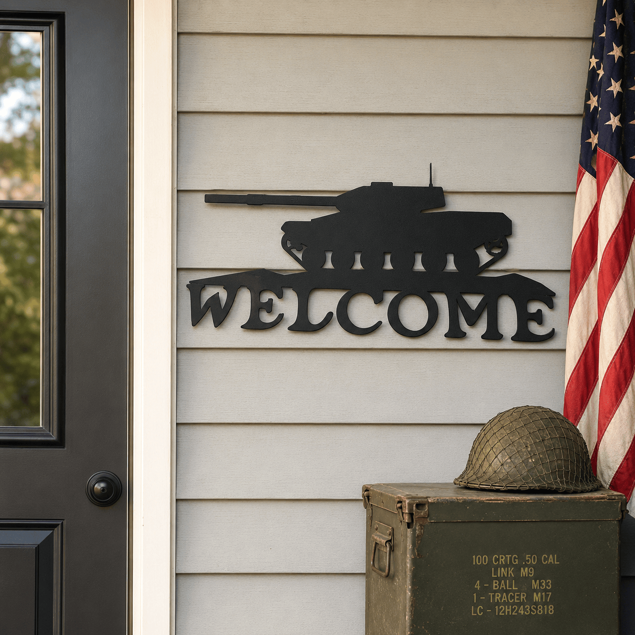 Rusty Rooster Fabrication & Design Welcome Tank Metal Sign – Military Decor (I9)