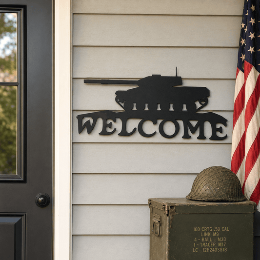 Rusty Rooster Fabrication & Design Welcome Tank Metal Sign – Military Decor (I9)