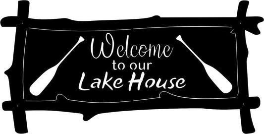 Rusty Rooster Fabrication & Design Welcome to Our Lake House Metal Wall Art Signs (A74)