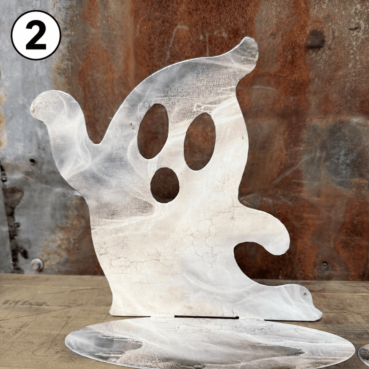 Rusty Rooster Metal Seasonal Tabletop Decor Freestanding Tabletop Metal Ghosts - 3 Designs and 2 Finishes (Sub 97)