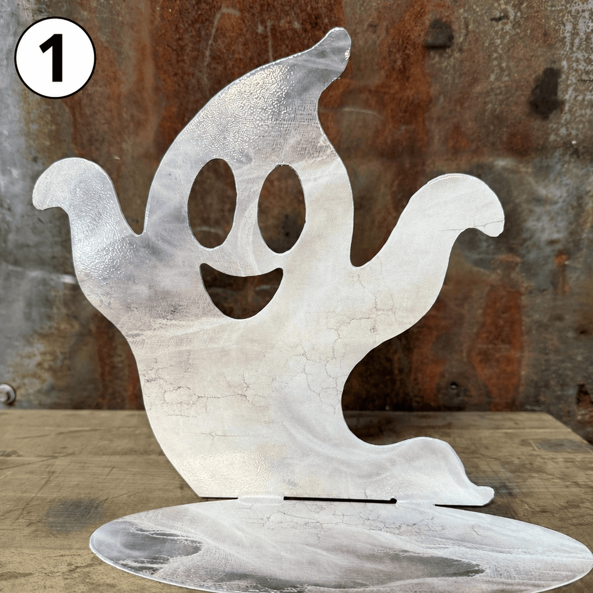 Rusty Rooster Metal Seasonal Tabletop Decor Freestanding Tabletop Metal Ghosts - 3 Designs and 2 Finishes (Sub 97)