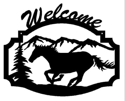rustyroostermetal Horse Welcome Sign (B35)