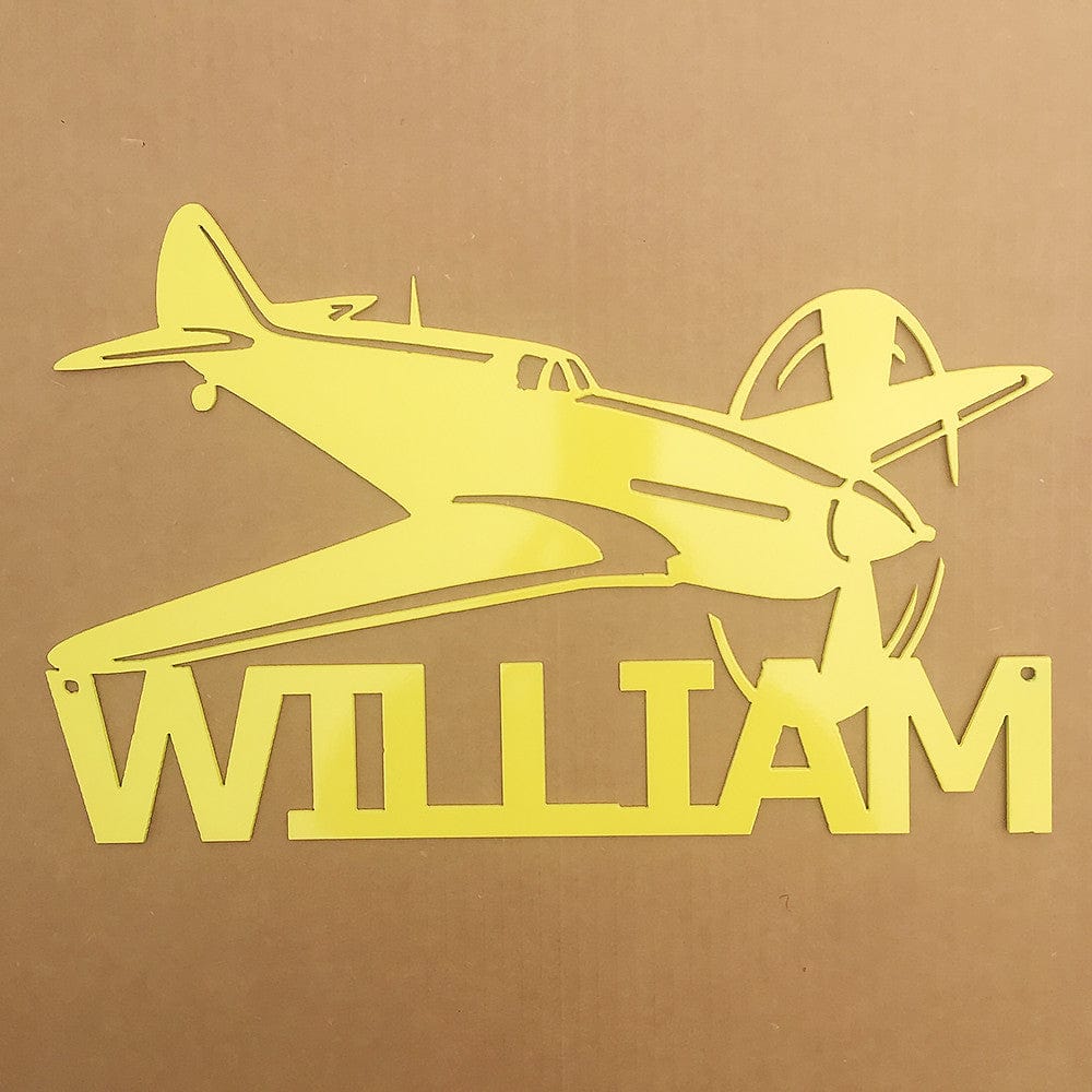 rustyroostermetal Old Fighter Plane with Personalized Text (Z32)