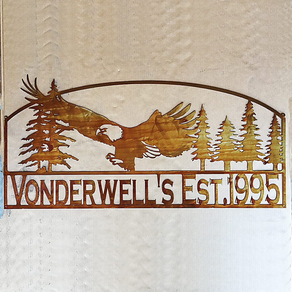 rustyroostermetal Physical product Bald Eagle with Pine Trees (M11)