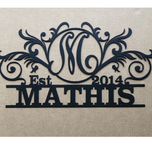 Elegant Monogram in a Circle with Established Date  D41