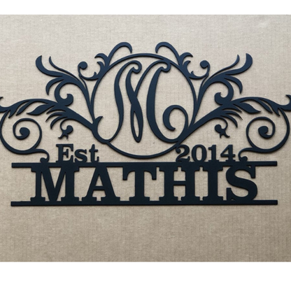 Elegant Monogram in a Circle with Established Date  D41