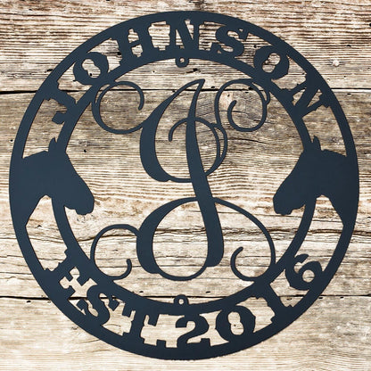 rustyroostermetal Physical product Family Pride Horse Monogram Sign (P23)