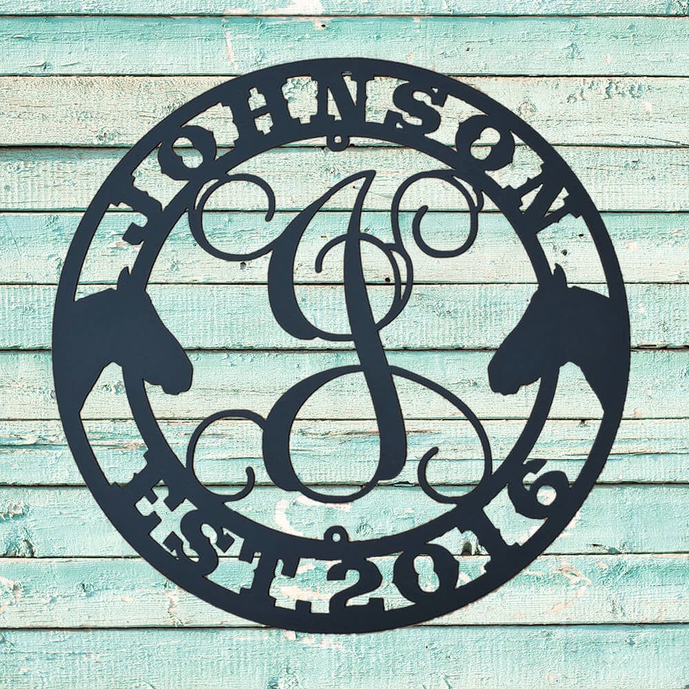 rustyroostermetal Physical product Family Pride Horse Monogram Sign (P23)