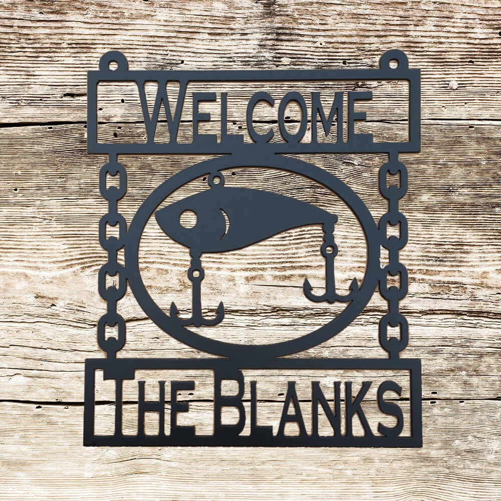 rustyroostermetal Physical product Metal Wall Art Fishing Lure with Custom Text (T20)