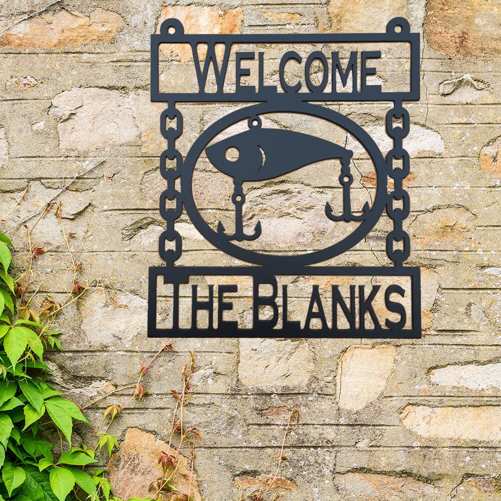 rustyroostermetal Physical product Metal Wall Art Fishing Lure with Custom Text (T20)