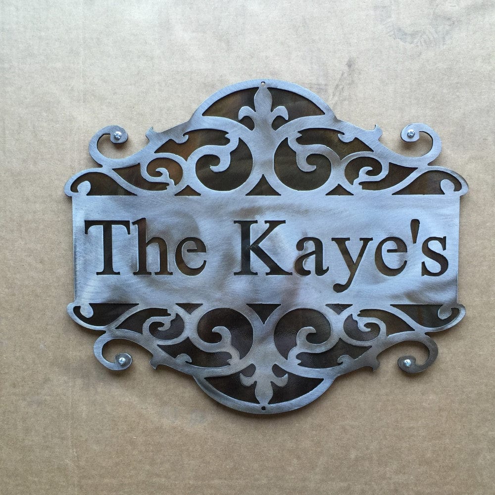 Steel Sign Scroll Personalized Sign with Scroll Design and Backing Plate (j29) - Rusty ...