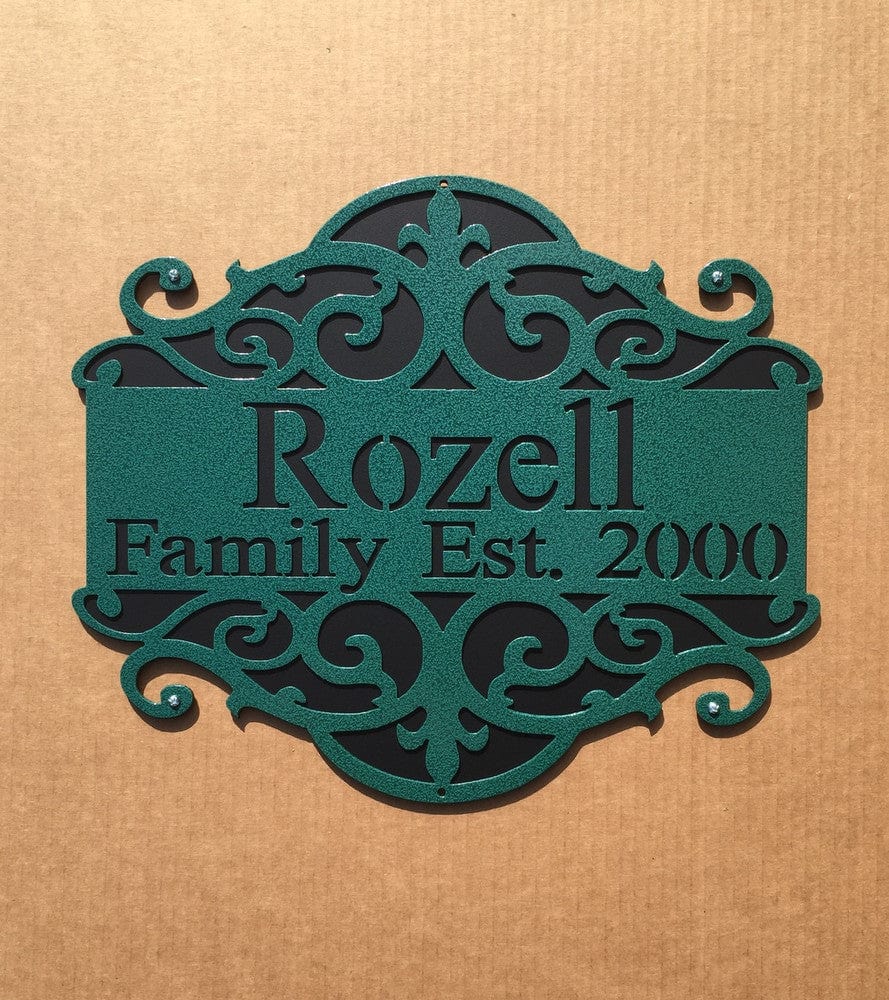 Steel Sign Scroll Personalized Sign with Scroll Design and Backing Plate (j29) - Rusty ...