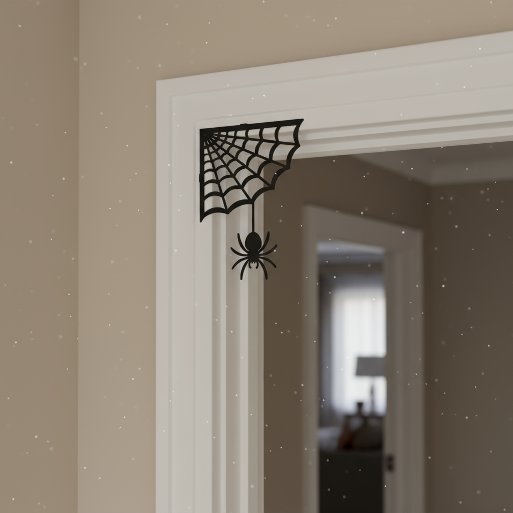 Spider web corner bracket in doorway