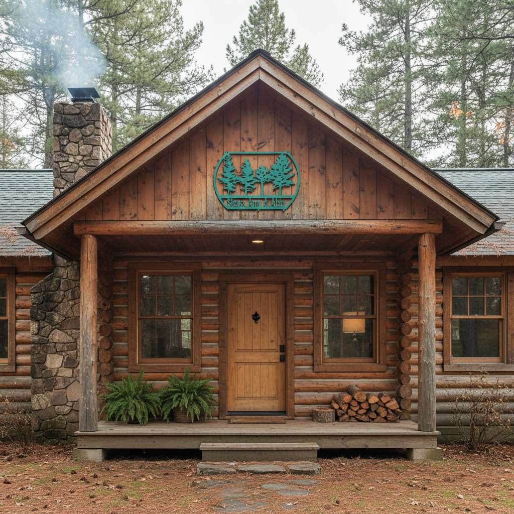 Steve, Amy & Abby sign on cabin
