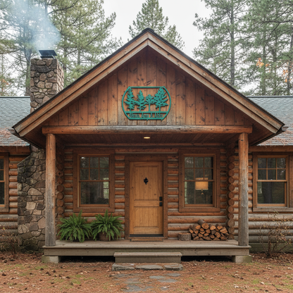 Steve, Amy & Abby sign on cabin