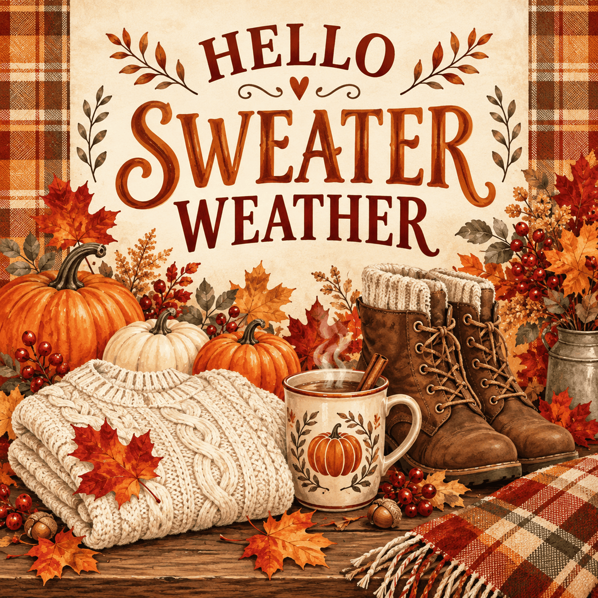 Hello Sweater Weather square steel sign