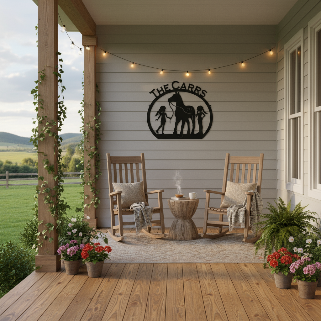 THE CARRS sign on porch