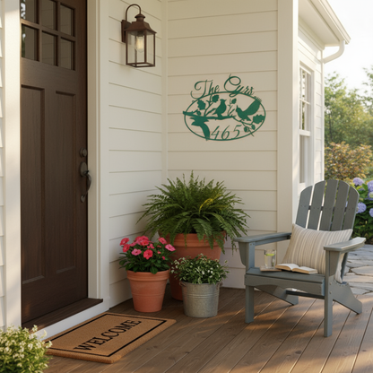 The Cyrs Cardinal Sign on Porch Entryway