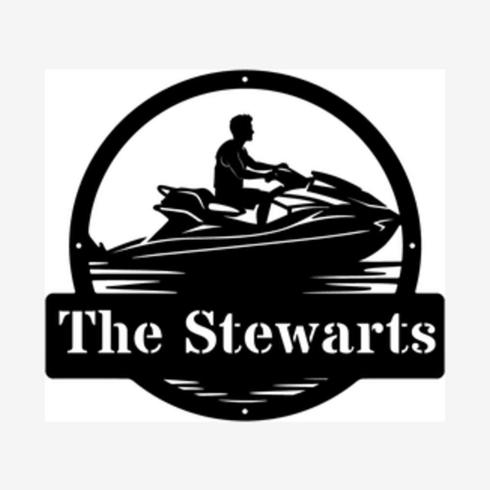 Personalized Jet Ski Family Name Metal Sign (D66) personalization preview